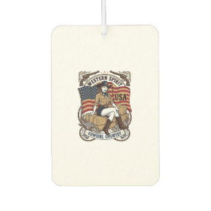 Vintage Western Cowgirl Patriotisches Shirt Design Autolufterfrischer
