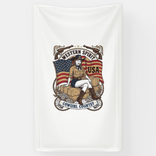 Vintage Western Cowgirl Patriotisches Shirt Design Banner
