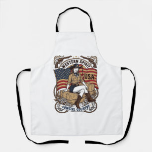 Vintage Western Cowgirl Patriotisches Shirt Design Schürze