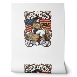Vintage Western Cowgirl Patriotisches Shirt Design Tapete