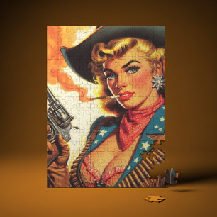 Vintage Western Cowgirl Pin-up Puzzle
