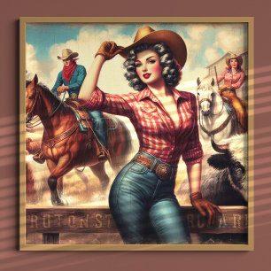 Vintage Western-Cowgirl Poster