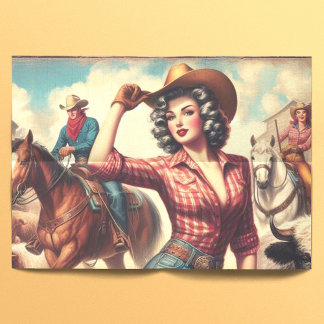 Vintage Western-Cowgirl Seidenpapier