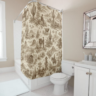 Vintage Western Desert Toile Nahtloses Muster Duschvorhang