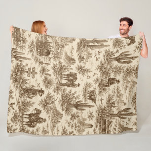 Vintage Western Desert Toile Nahtloses Muster Fleecedecke