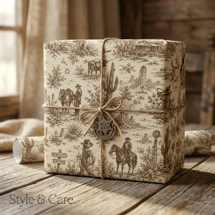 Vintage Western Desert Toile nahtloses Muster Geschenkpapier
