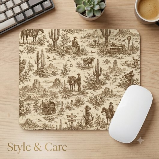 Vintage Western Desert Toile Nahtloses Muster Mousepad