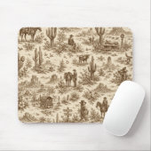 Vintage Western Desert Toile Nahtloses Muster Mousepad (Mit Mouse)