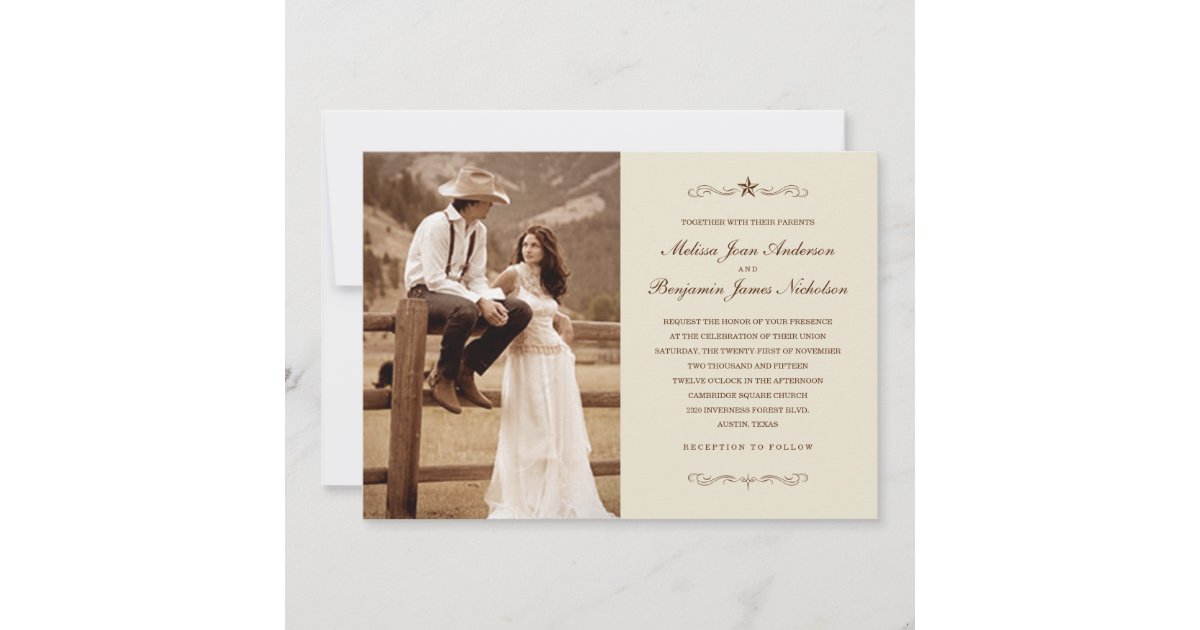 Vintage WesternFotoHochzeitsEinladungen Einladung Zazzle.de