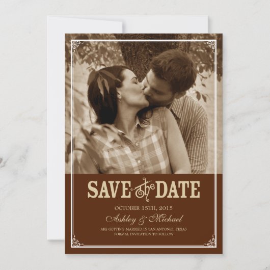 Vintage Western-Foto Save-the-Date Save The Date (Vorderseite)