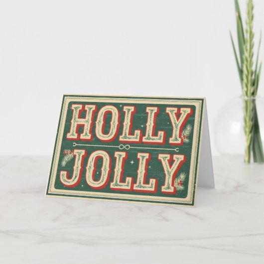 Vintage Western Holly Jolly Weihnachten (Vorderseite)