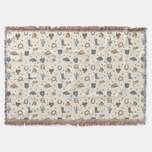 Vintage Western Icons Muster Decke (Vorderseite)