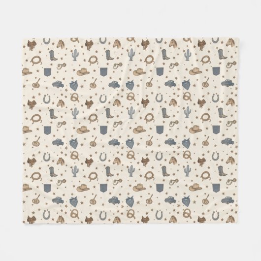 Vintage-Western-Icons-Muster Fleecedecke (Vorderseite (Horizontal))