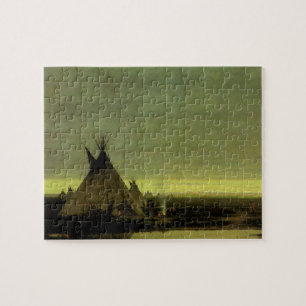 Vintage Western, Indian Camp bei Tagesanbruch von  Puzzle