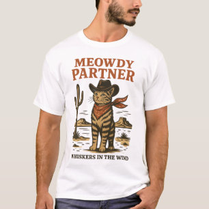 Vintage-Western-Katze-Illustration – Miau Partner  T-Shirt