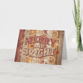 Vintage Western Merry and Bright Christmas Feiertagskarte