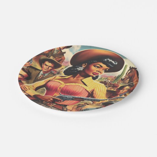 Vintage Western Pappteller (Schrägansicht)