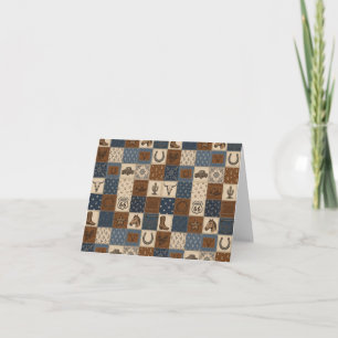 Vintage Western Patchwork Quilt Muster Dankeskarte