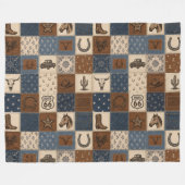 Vintage Western Patchwork Quilt Muster Fleecedecke (Vorderseite (Horizontal))