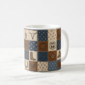 Vintage Western Patchwork Quilt Muster Kaffeetasse (VorderseiteRechts)