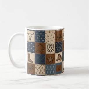 Vintage Western Patchwork Quilt Muster Kaffeetasse