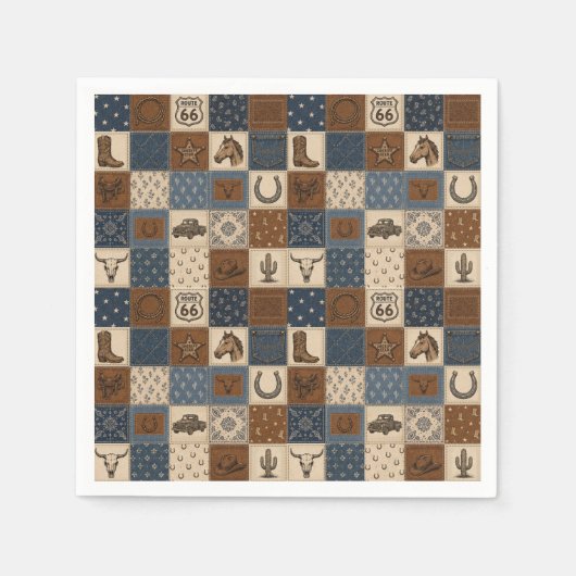 Vintage Western Patchwork Quilt Muster Serviette (Vorderseite)