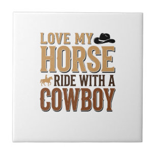 Vintage-Western-Pferd- und Cowboy-Zitat-Shirt-Desi Fliese