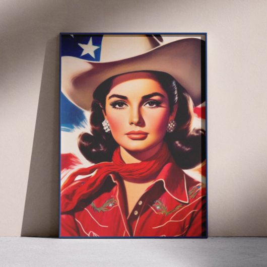 Vintage Western Pin-up Girl Poster