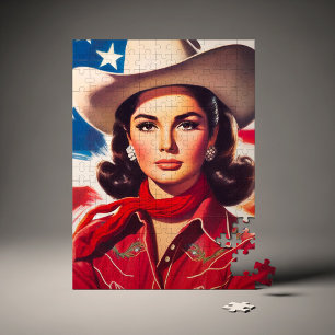 Vintage Western Pin-up Girl Puzzle