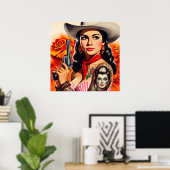 Vintage Western Pin-up Poster (Heimbüro)