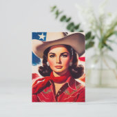 Vintage Western Pin-up Postkarte (Stehend Vorderseite)