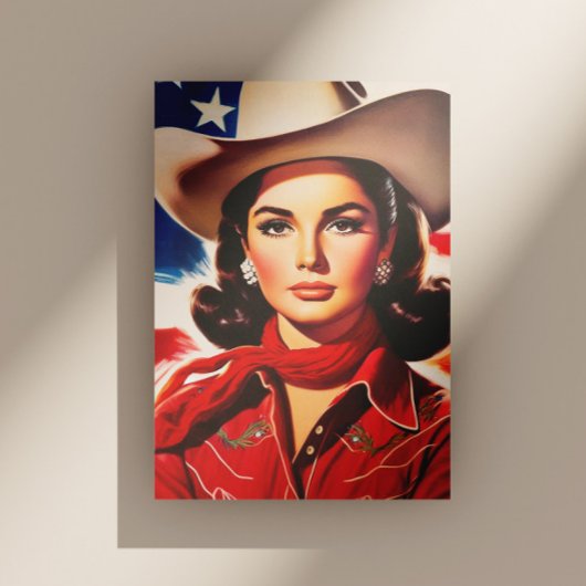 Vintage Western Pin-up Postkarte