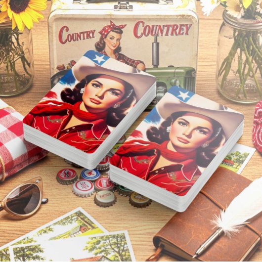 Vintage Western Pin-up Spielkarten