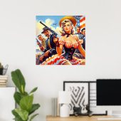 Vintage Western Pulp-Frau Poster (Heimbüro)