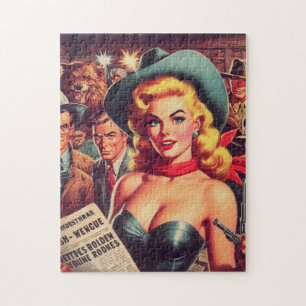 Vintage Western-Pulp-Girl Puzzle