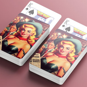 Vintage Western-Pulp-Girl Spielkarten