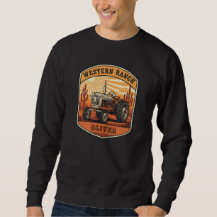 Vintage Western-Ranch-Traktor Wüstenuntergang Sweatshirt