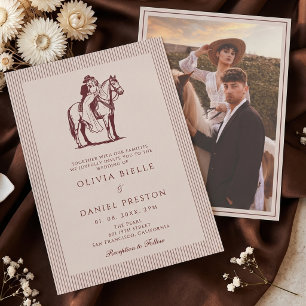 Vintage Western-Reiter-Foto-Hochzeit Einladung