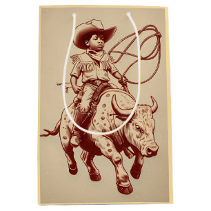 Vintage Western Ride Stolz Kleiner Cowboy Mittlere Geschenktüte