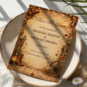 Vintage Western Rustikal Save The Date