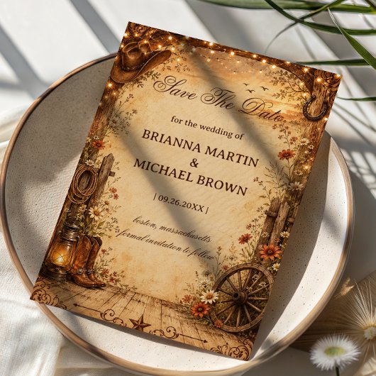 Vintage Western Rustikal Save The Date