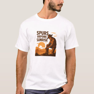 Vintage Western Spurs Vor Sonnenaufgang Grafik T-Shirt