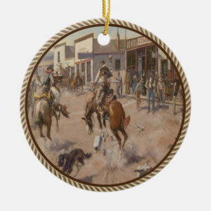 Vintage Western Stiller Tag in Utica Keramik Ornament