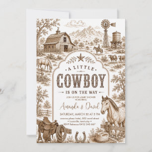Vintage Western Toile Cowboy-Baby-Party Einladung