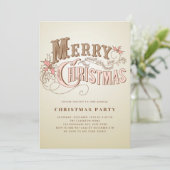 Vintage Western Typografy Holiday Party Einladung (Stehend Vorderseite)