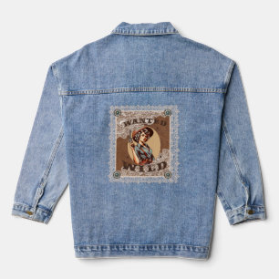 Vintage Western Wanted und wilde Cowgirl Jeansjacke