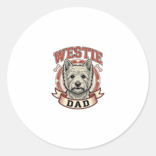 Vintage Westie Dad Hunde Liebhaber Shirt Design_1 Runder Aufkleber