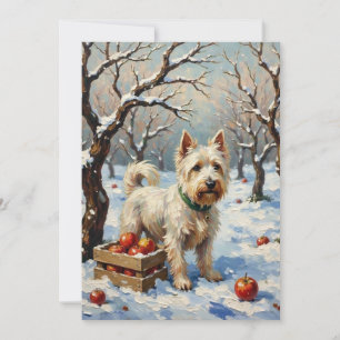 Vintage Westie im schneebedeckten Winter Obstgarte Feiertagskarte