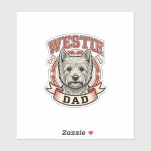 Vintage Westie Papa Hunde Liebhaber Shirt Design_1 Aufkleber