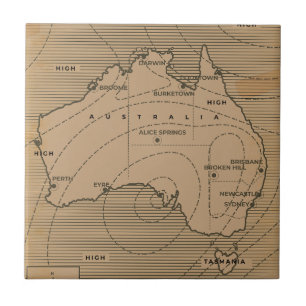 Vintage Wetterkarte Australiens Fliese
